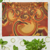 Draaiend patroon: tinten Sinaasappel, bruin en gro Theedoek (Gevouwen)