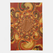 Draaiend patroon: tinten Sinaasappel, bruin en gro Theedoek (Verticaal)