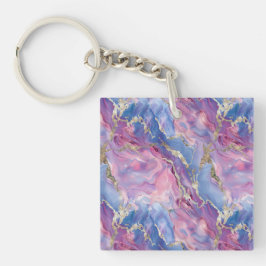 Draaiend patroon van gemarmerd effect roze en blau sleutelhanger
