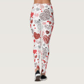Draaiend Rood Decoratief Hartpatroon Leggings (Achterkant)