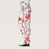 Draaiend Rood Decoratief Hartpatroon Leggings (Links)