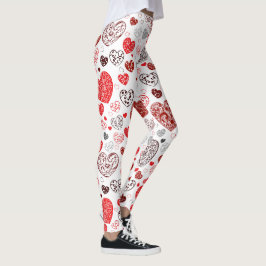 Draaiend Rood Decoratief Hartpatroon Leggings