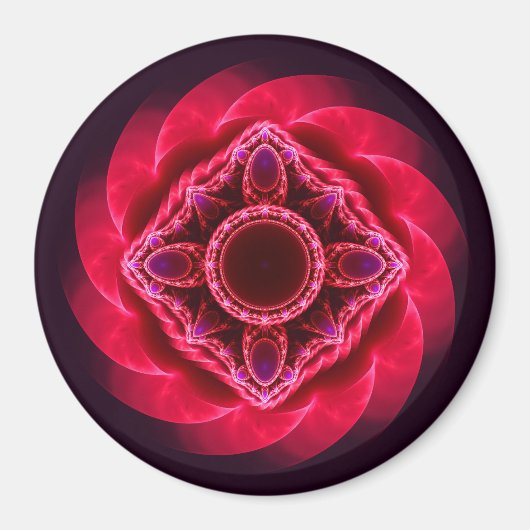Draaiend rood ornament magneet (Voorkant)