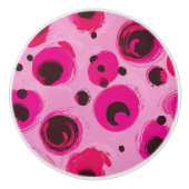 Draaiend roze en rood design keramische knop (Voorkant)