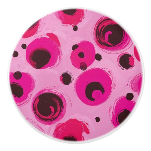 Draaiend roze en rood design keramische knop (Voorkant)