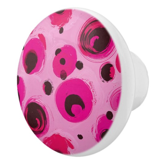 Draaiend roze en rood design keramische knop (Rechts)