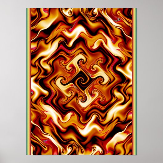 Draaiend Vuur Fractal Poster (Voorkant)