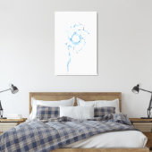 Draaiend water spettert in blauwe en grijze tinten canvas afdruk (Insitu (Slaapkamer))