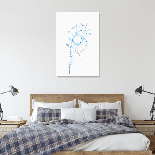 Draaiend water spettert in blauwe en grijze tinten canvas afdruk (Insitu (Slaapkamer))
