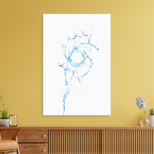 Draaiend water spettert in blauwe en grijze tinten canvas afdruk (Insitu (Woonkamer))