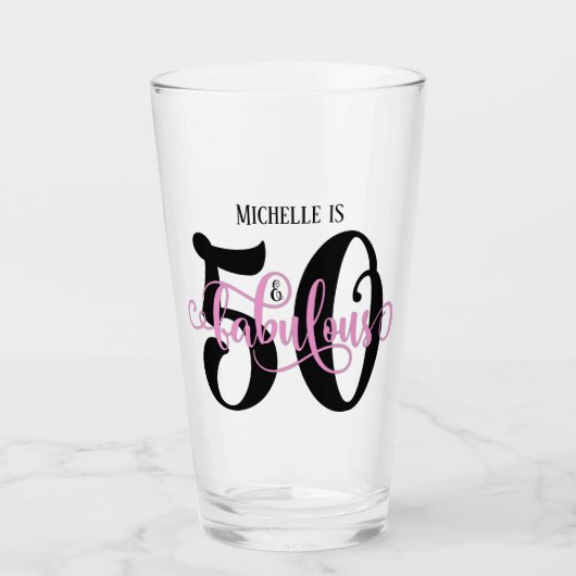 Draaiende 50 & Fabulous Verjaardag met Naam, Heet Glas (Voorkant)