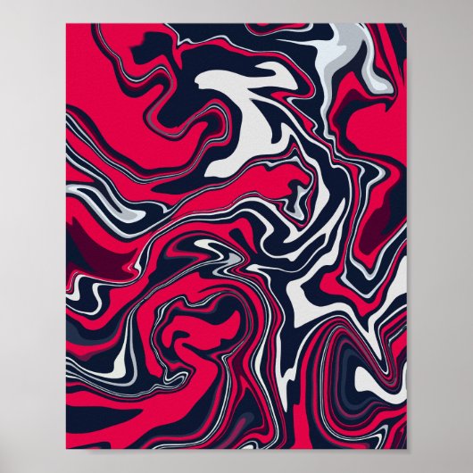 Draaiende Abstracte Kunst in Rood, Zwart & Wit Poster (Voorkant)