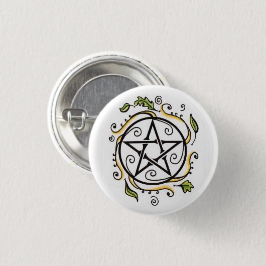 Draaiende bladeren Pentacle Ronde Button 3,2 Cm (Voorkant /achterkant)