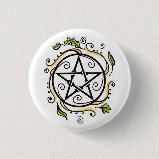 Draaiende bladeren Pentacle Ronde Button 3,2 Cm (Voorkant)