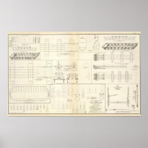 Draaiende boten, bruggen, wagens, projectielen poster