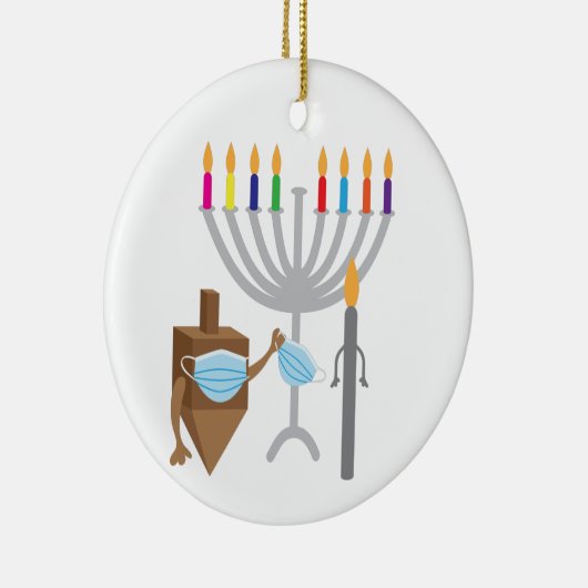 Draaiende bovenkant en kaars met gezichtsmasker keramisch ornament (Rechts)