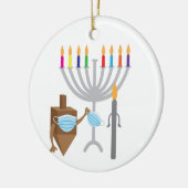 Draaiende bovenkant en kaars met gezichtsmasker keramisch ornament (Links)