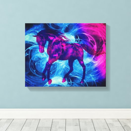 Draaiende fractals Fantasy Paard Canvas Afdruk (Insitu (Houten vloer))