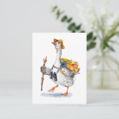Draaiende gans met rugzak en Binocles Briefkaart (Staand voorkant)