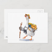 Draaiende gans met rugzak en Binocles Briefkaart (Voorkant / Achterkant)