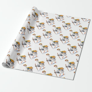 Draaiende gans met rugzak en Binocles Cadeaupapier