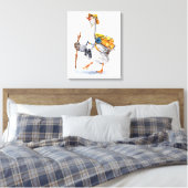 Draaiende gans met rugzak en Binocles Canvas Afdruk (Insitu (Slaapkamer))