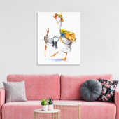 Draaiende gans met rugzak en Binocles Canvas Afdruk (Insitu (Woonkamer))