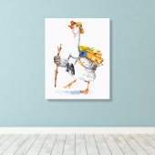 Draaiende gans met rugzak en Binocles Canvas Afdruk (Insitu (Houten vloer))