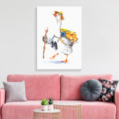 Draaiende gans met rugzak en Binocles Canvas Afdruk (Insitu (Woonkamer))