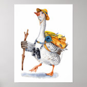 Draaiende gans met rugzak en Binocles Poster (Voorkant)