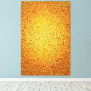 Draaiende Gele en Oranje Glans Abstracte Muur Canvas Afdruk