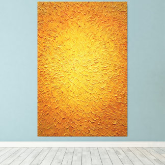 Draaiende Gele en Oranje Glans Abstracte Muur  Canvas Afdruk