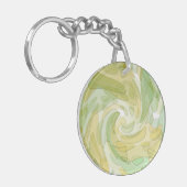 Draaiende groene gele abstracte kunst sleutelhanger (Voorkant Links)