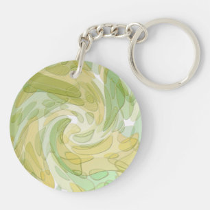 Draaiende groene gele abstracte kunst sleutelhanger