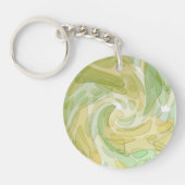 Draaiende groene gele abstracte kunst sleutelhanger (Voorkant)