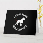 Draaiende harten en blaasend naar Boston Terrier Kaart (Gele Bloem)