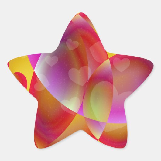 Draaiende harten ticker ster sticker (Voorkant)
