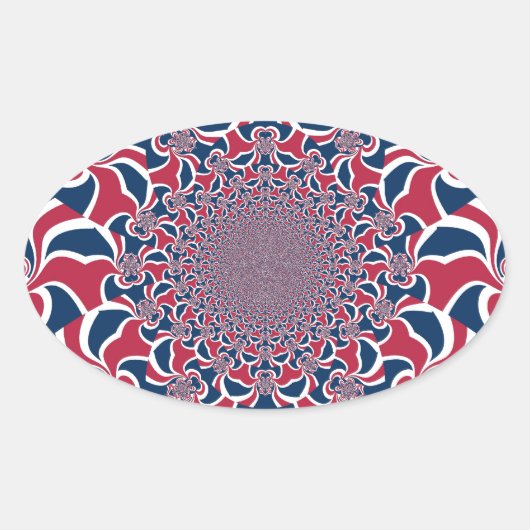 Draaiende Kaleidoscoop Art Print Ovale Sticker (Voorkant)