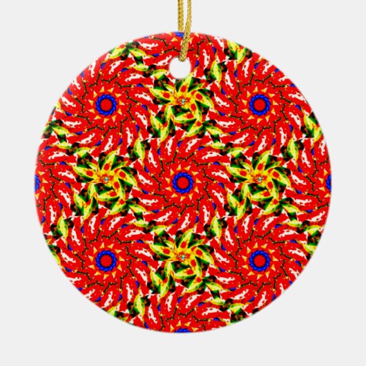 ~ Draaiende kerststerren Fractal ~ Keramisch Ornament (Voorkant)