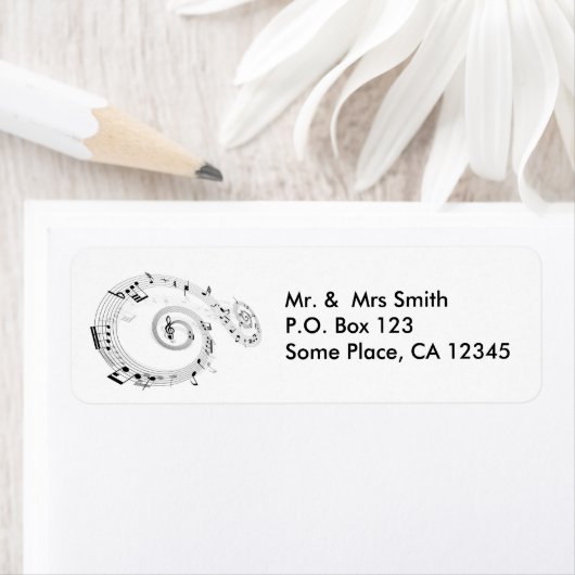 Draaiende muzieknoten etiket (Insitu)