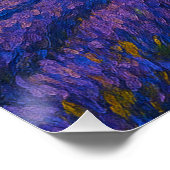 Draaiende nachtelijke hemel boven lavendelveld perfect poster (Hoek)