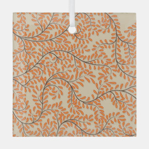 Draaiende oranje bladeren op beige achtergrond glas ornament