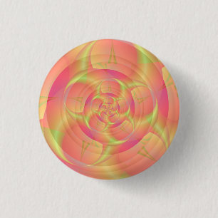 Draaiende paarden in roze en geel ronde button 3,2 cm