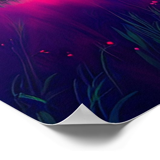 Draaiende Paarse tinten in de wei bij schemering Poster (Hoek)