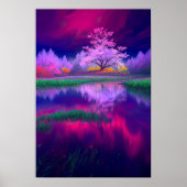 Draaiende Paarse tinten in de wei bij schemering Poster (Voorkant)