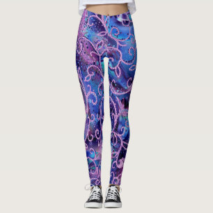 Draaiende patronen van glazen kralen versieringen leggings