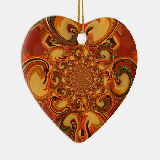 Draaiende patroontinten van Sinaasappel, bruin, gr Keramisch Ornament (Rechts)