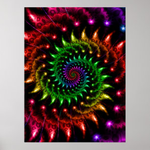 Draaiende Regenboog Spiraal Poster