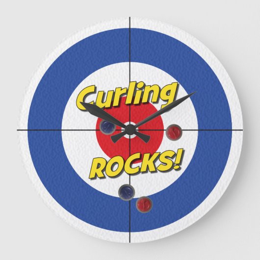 "Draaiende ROCKS!" Curler's klok - (blauw) (Voorkant)