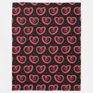 Draaiende Rode Abstracte Hartjes Patroon Fleece Deken